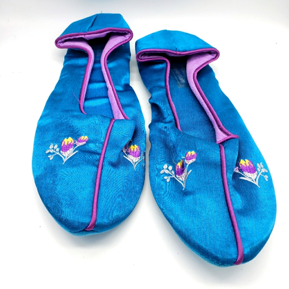 Primark Essentials Turquoise Floral Slippers